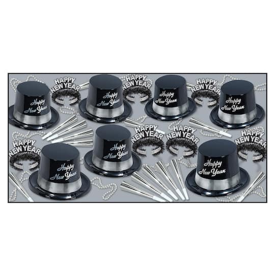 Beistle Black & Silver New Year Legacy Party Favor Kit for 25